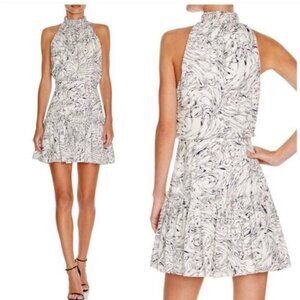 Elizabeth And James Wind Carlita Mini Halter Neck Printed Silk Dress